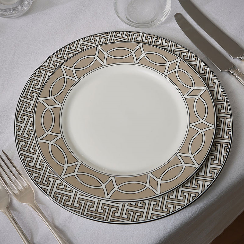 Loop Set of 2 Dinner Plate, D26cm, Truffle-1