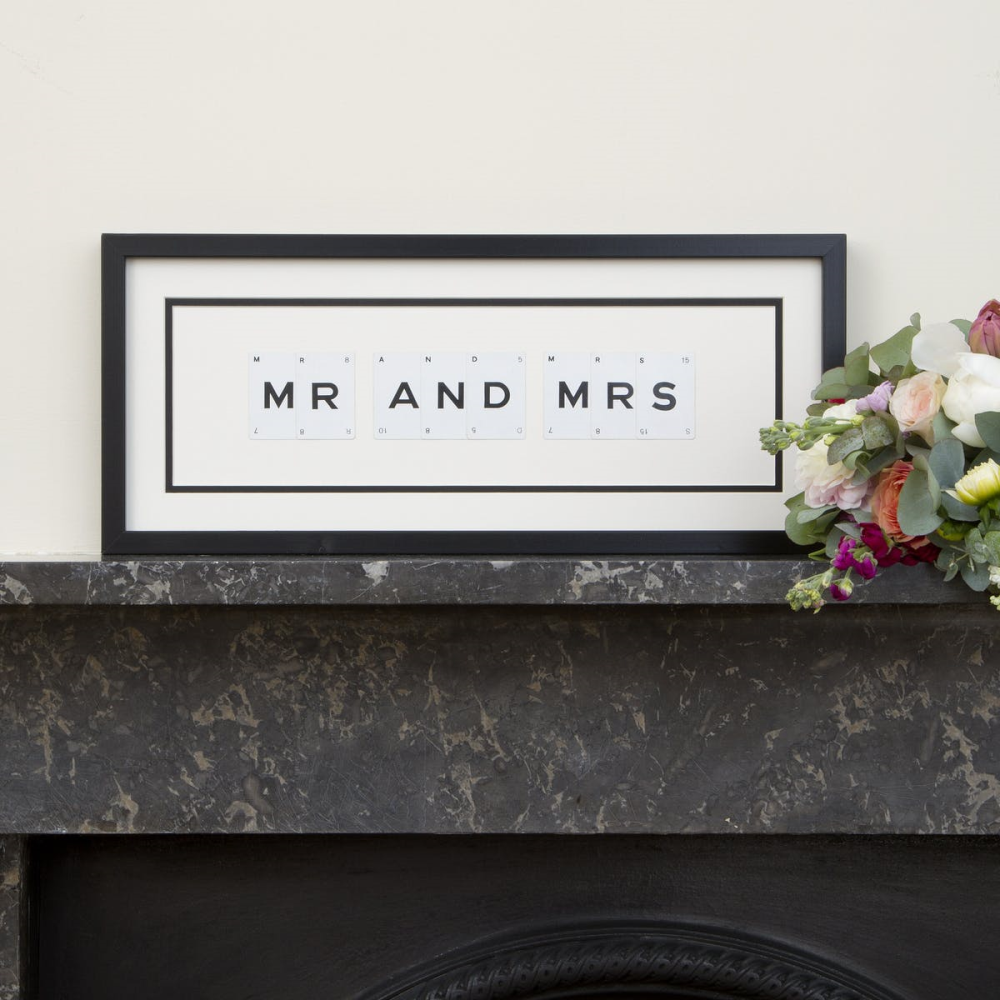 MR AND MRS 'Mr & Mrs' Word Frame, Black-0