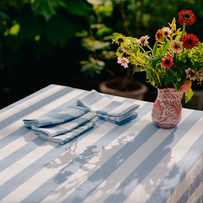 Stripe Tablecloth, W160 x L200cm, Cornflower Blue-2