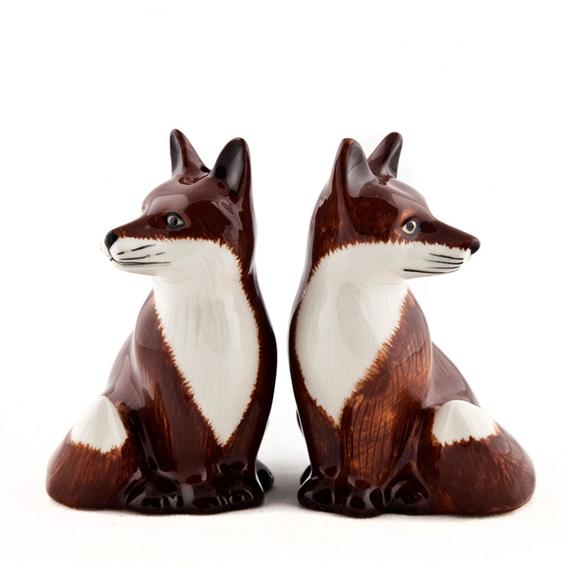 Fox Salt & Pepper Shakers, H8cm, Brown-2