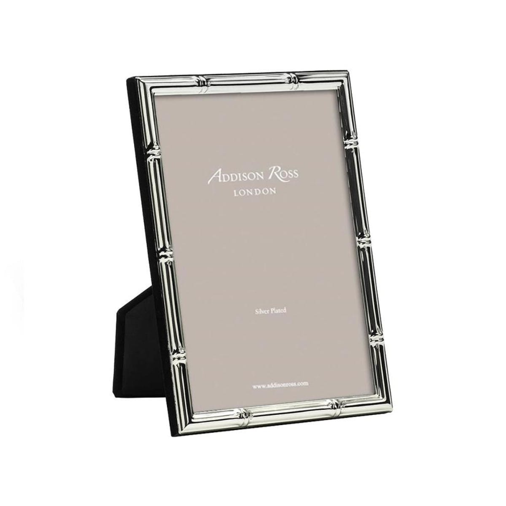 Bamboo Photograph frame, 4 x 6" with 10mm border, Silver Plate-0