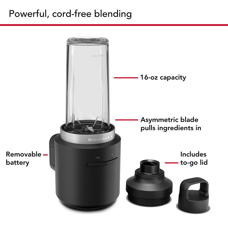 Cordless Portable Blender Battery Included, Matt Black-5