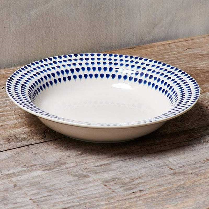 Indigo Drop Pasta Bowl, D23cm, White Clay-0