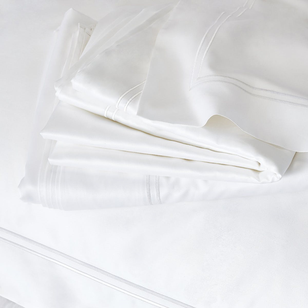 Symons Double Row Cord - 1000 Thread Count Egyptian Cotton Sateen Oxford pillowcase, 50 x 75cm, White With Border-3