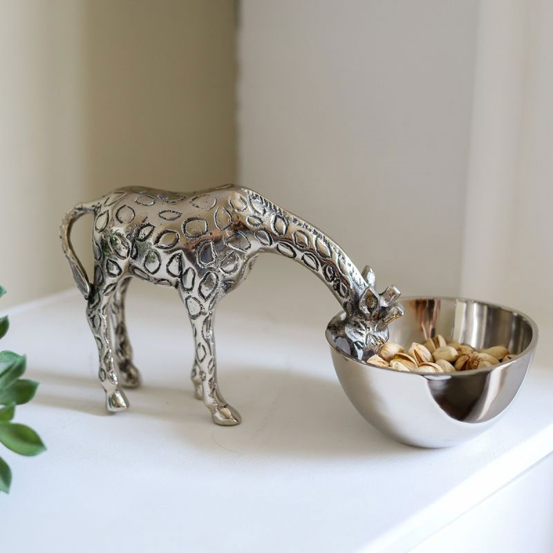 Wild Giraffe Nibbles Bowl, L28 x W12.5 x H14.5 cm, Silver-2