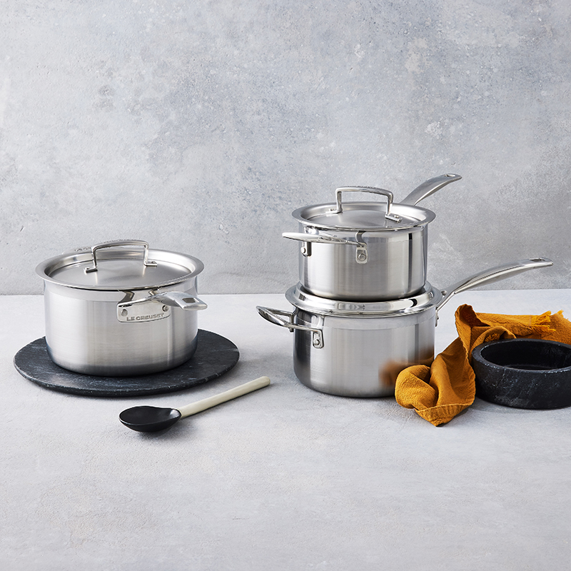 Classic 3-ply 3-Piece Saucepan Set, Stainless Steel-7