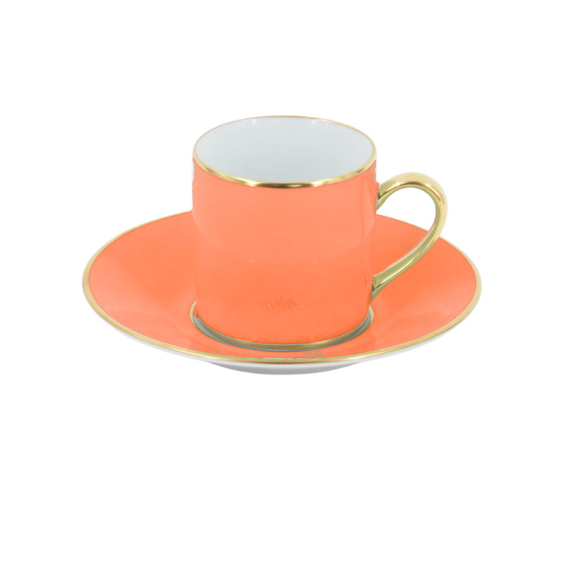 Sous Le Soleil Empire Coffee Cup & Saucer, 90ml, Matt Gold Classic Orange-0