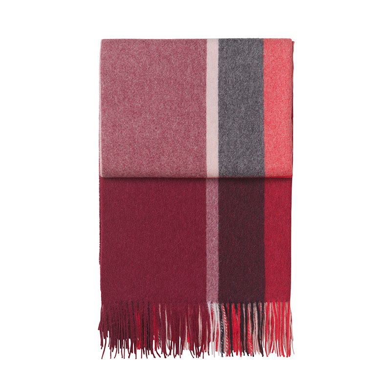 Manhattan Plaid Throw, H200cm x W130cm, Bordeaux/Red-0