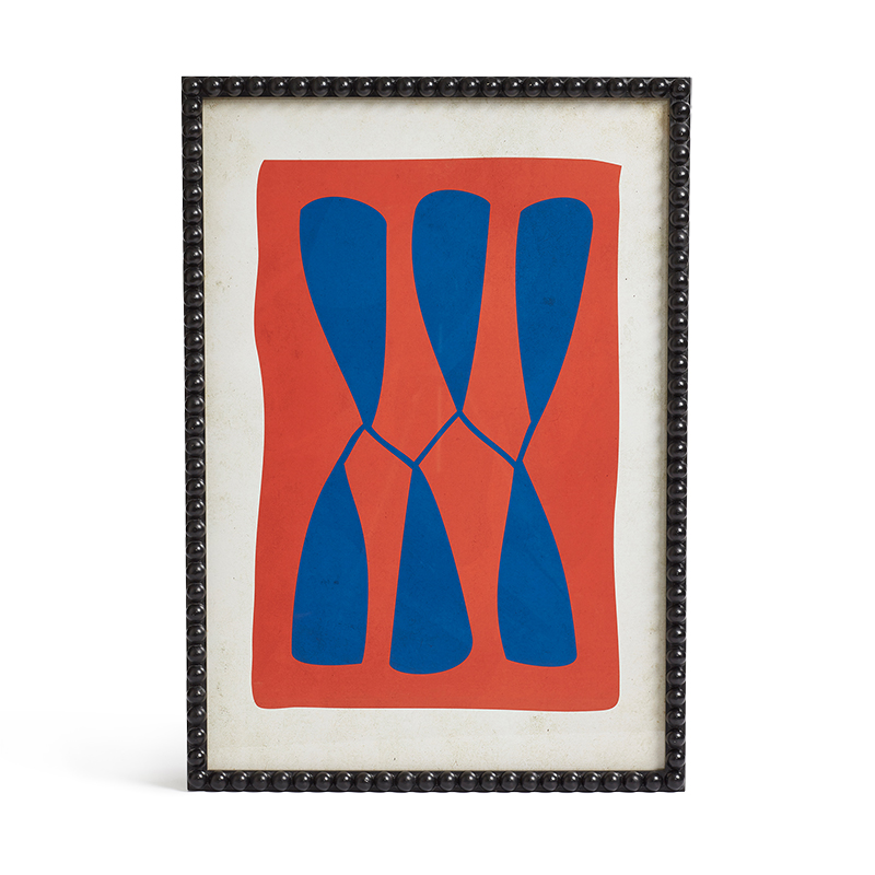 Dera Framed Leaf Print, 102 x 72cm, Blue/Red-0