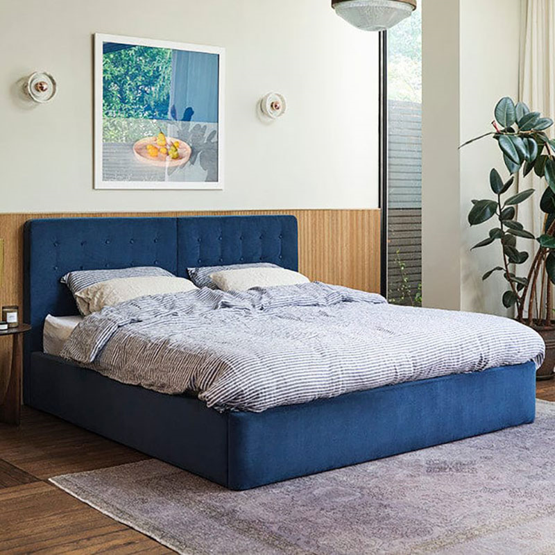 Bed 01 Velvet Super King Size Frame, Teal-1