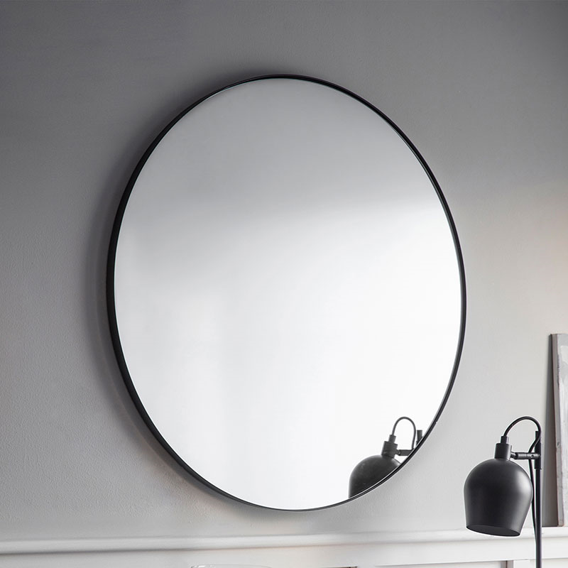 Cherington Round Wall Mirror, D80cm, Black-0