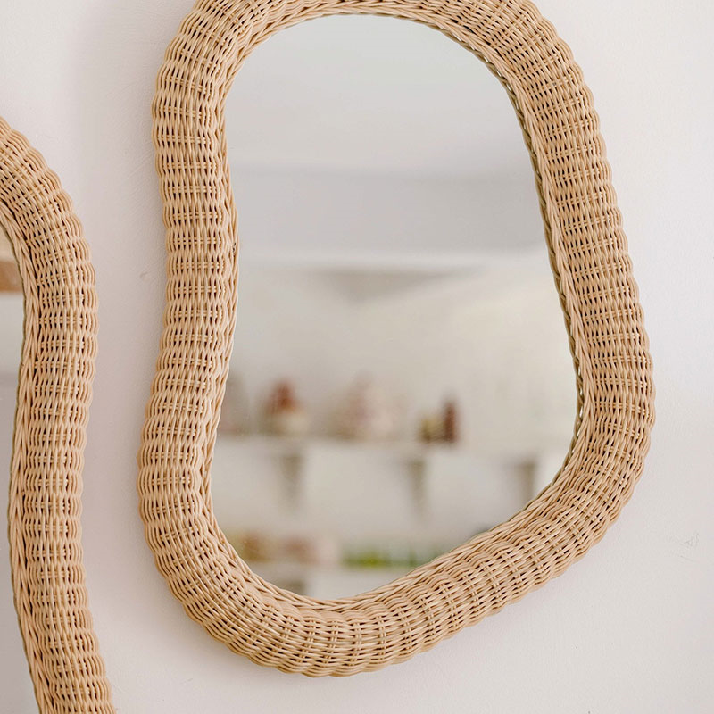 Joy Rattan Asymmetric Mirror, 84cm, Natural-2