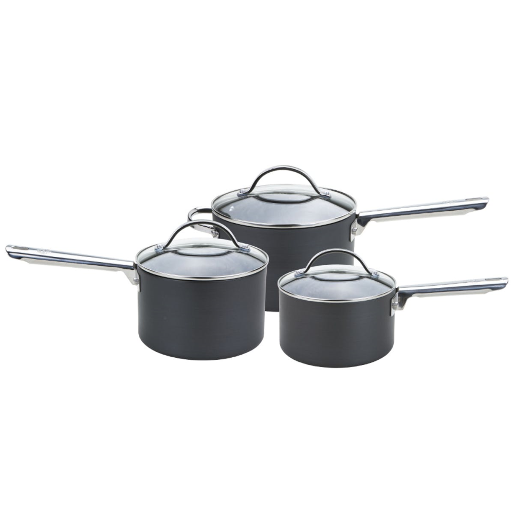 Professional 3 pack saucepan set, 16, 18, 20cm, Hard Anodized-0