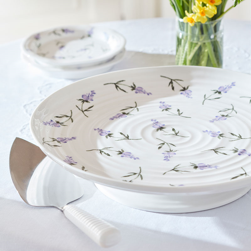 Lavendula Footed Cake Plate, D32cm, Multi-1