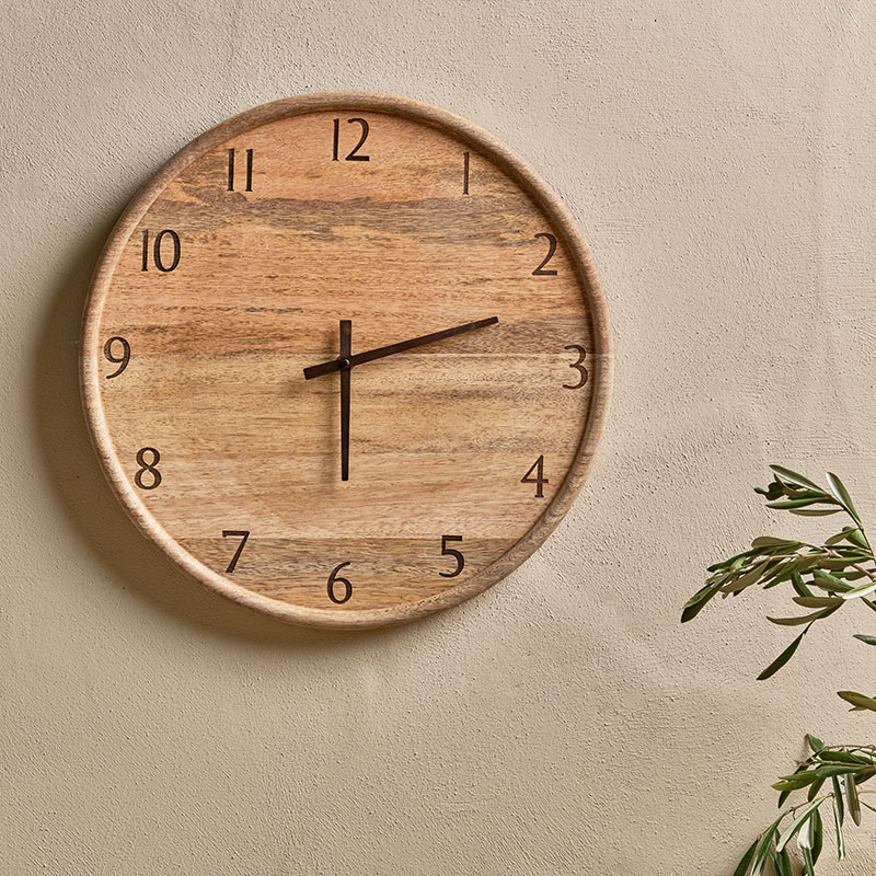 Som Mango Wood Clock, D40cm, Natural-0