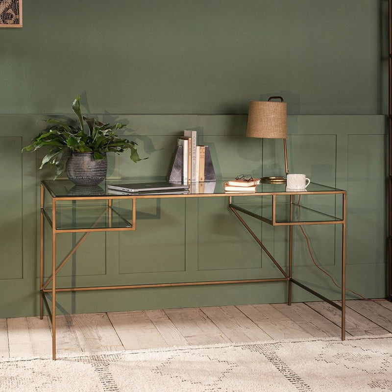 Nakuru Iron & Glass Desk, H78 x W150cm, Brass-2