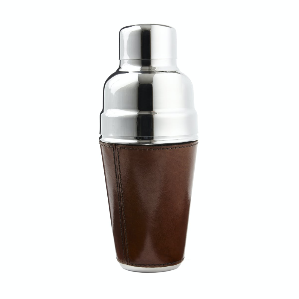 Cocktail shaker, H23 x D9.5cm, tan leather-2