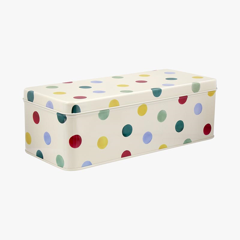 Polka Dot Long Deep Rectangular tin, 24cm X 10cm X 7cm-2