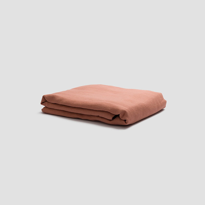 Linen Flat Sheet, Double, Warm Clay-1