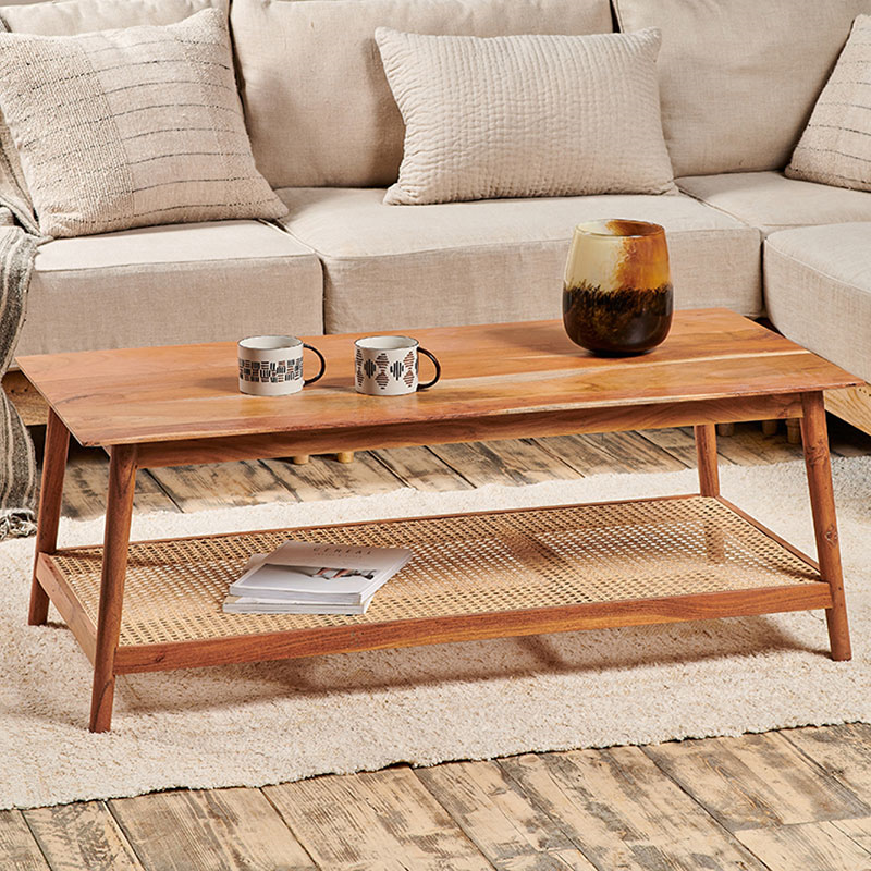 Erabar Acacia & Cane Coffee Table, Natural-0