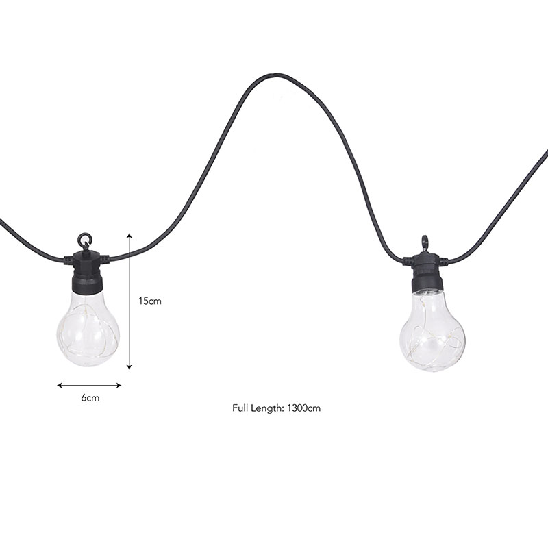 Classic Festoon Extendable Lights, 13m, Black-4