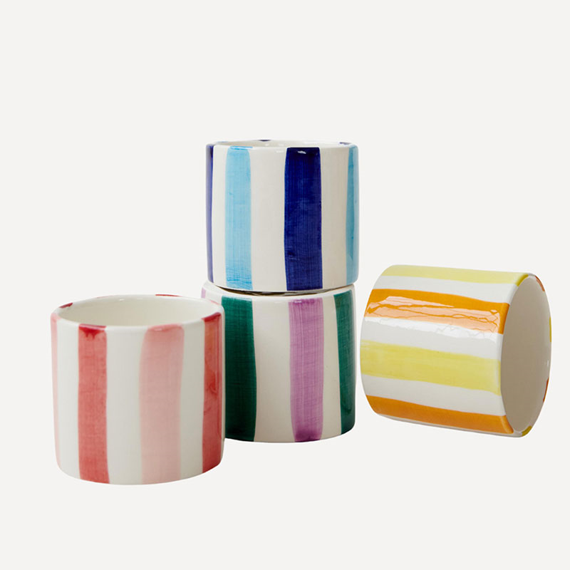 Stripe Set of 4 Coffee Cups, 235ml, Multi-1