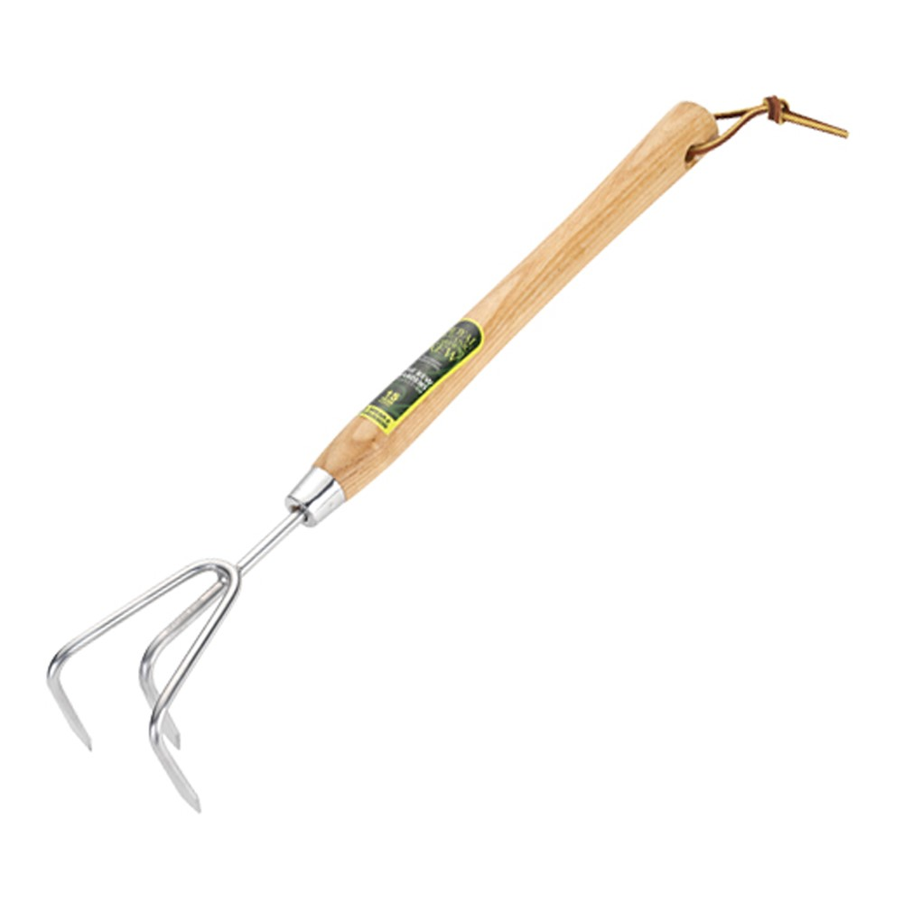 3 prong cultivator, 12", Natural/Silver-0