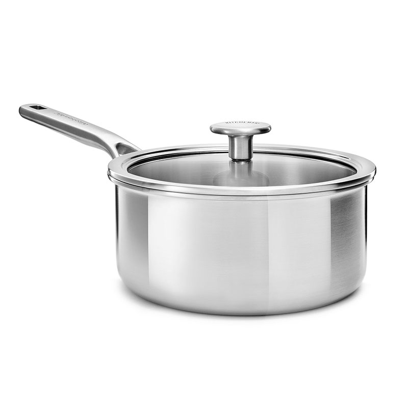 MultiPly Stainless Steel Saucepan with Lid, 20cm, Silver-0