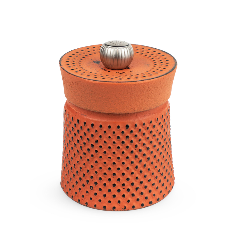 Bali Font Cast Iron Pepper Mill, Orange-1