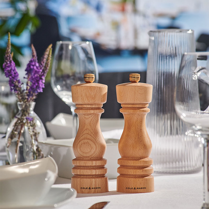 London Salt & Pepper Mills, 180mm, Natural Beech-3