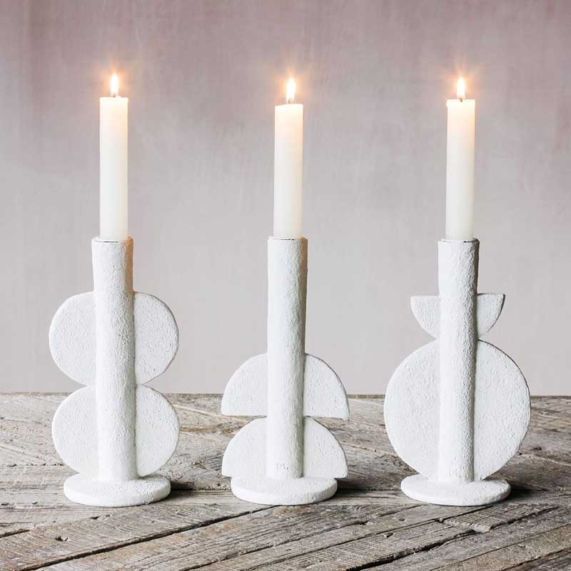 Ava Candleholder, H22cm, White-1