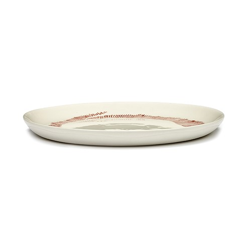 Ottolenghi Set of 2 medium plates, D23, White And Red-1