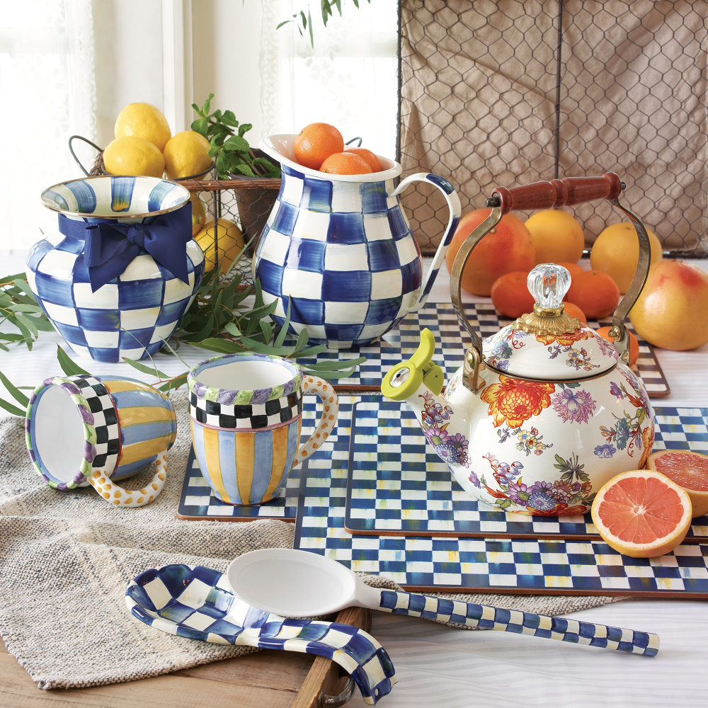 Royal Check Pitcher, 3.4L, Blue & White-1