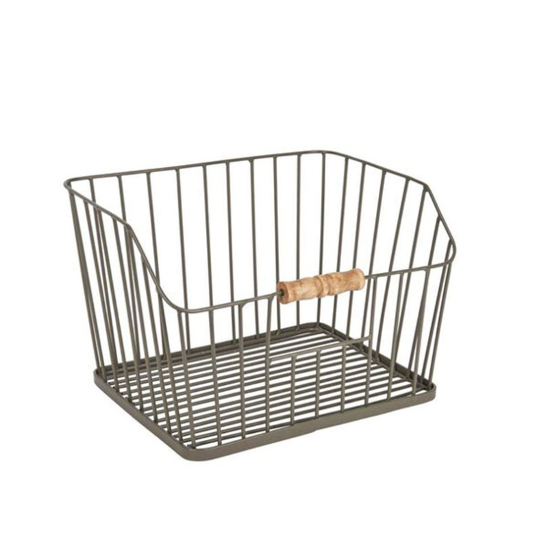 Living Nostalgia Large Wire Storage Basket, Grey-0