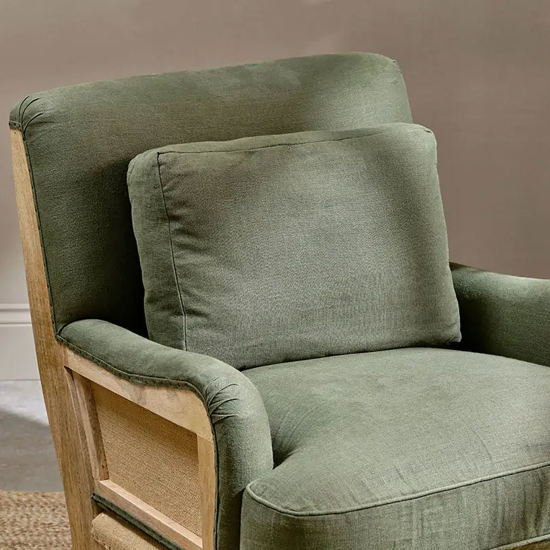 Abe Linen Armchair, Olive-2