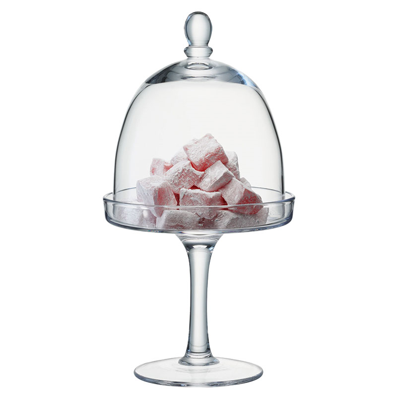 Serve Glass Dome and Stand, D15cm, Clear-2