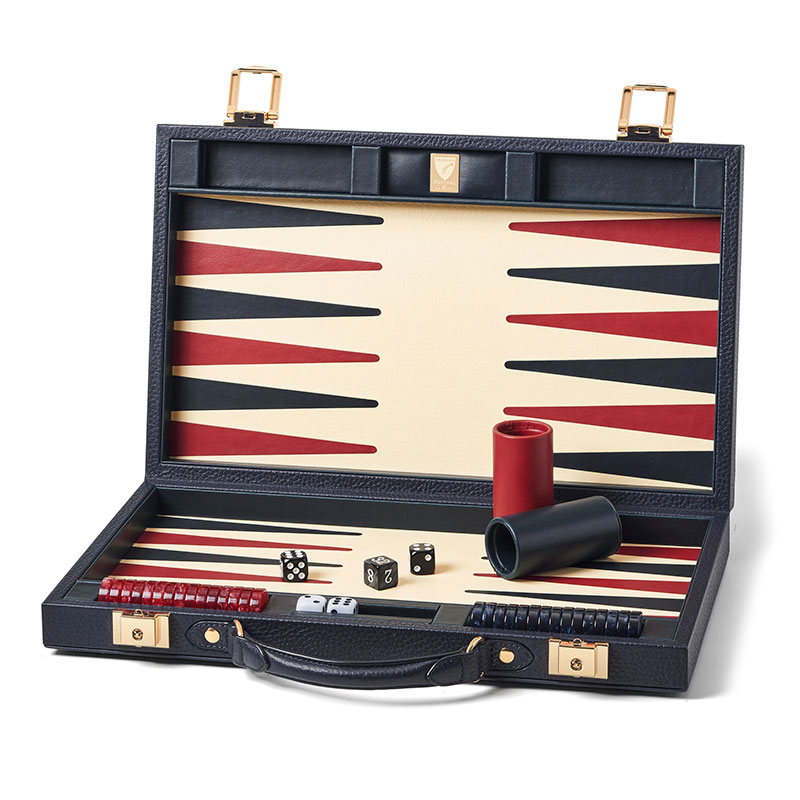 Backgammon Set, L38 x W23cm, Navy Pebble-0