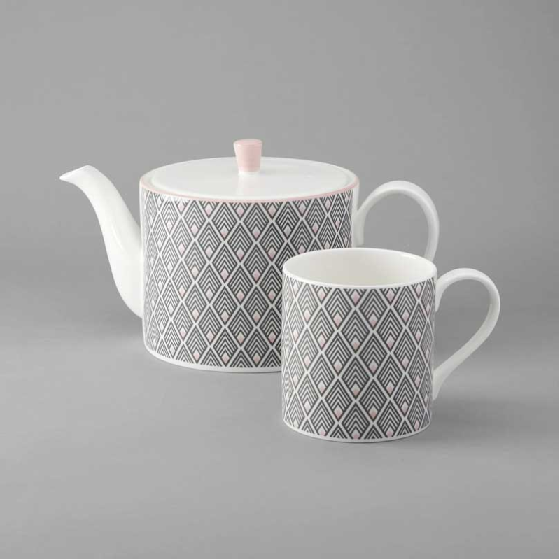 Gatsby Teapot, 1l, Grey & Blush Pink-1