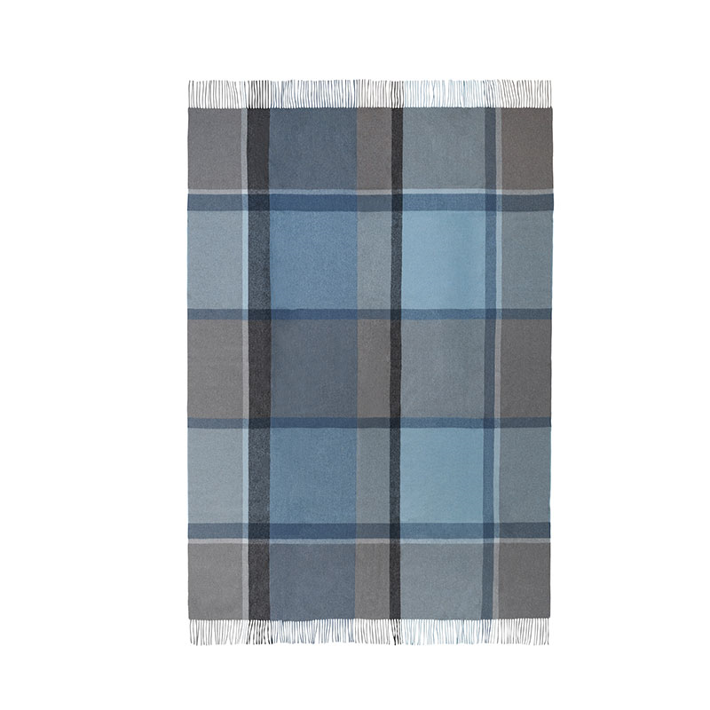 Manhattan Plaid Throw, H200cm x W130cm, Steel Blue/Dusty Ocean-1