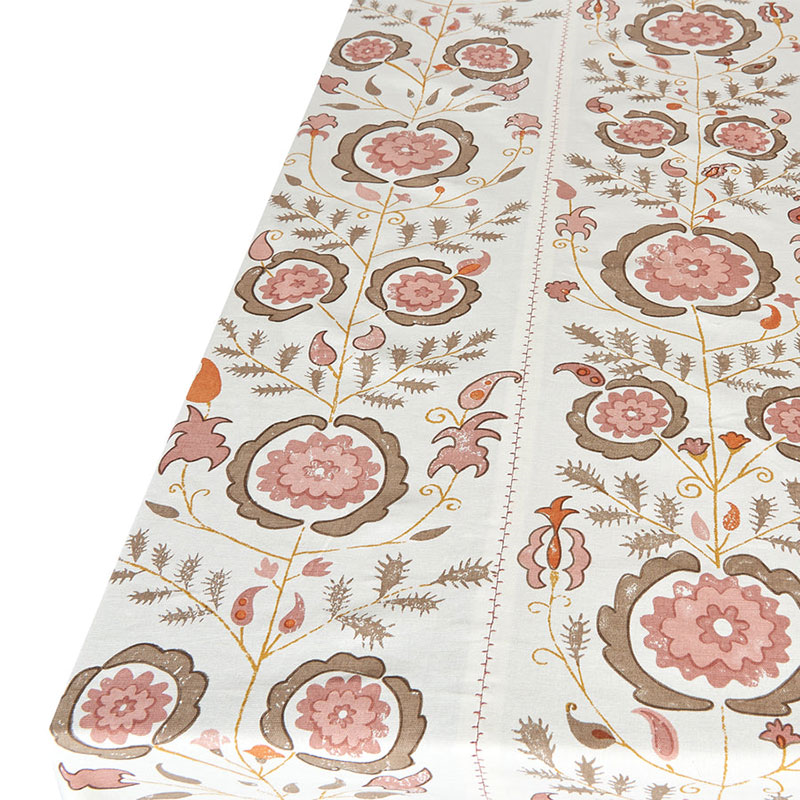 Simla Tablecloth, 170 x 250cm, Pink and Brown-4