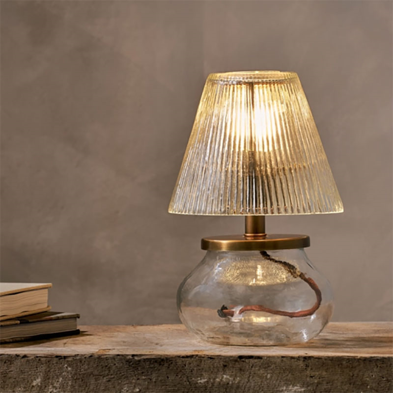 Dimalai Recycled Glass Table Lamp, H27cm, Clear-0