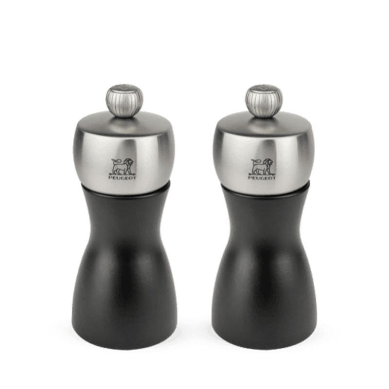 Fidji Duo Pepper Mill & Salt Mill Set, 12cm, Black Matt & Stainless Steel-0