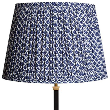 Straight empire Shade, 40cm, Temple Blue block printed cotton-0