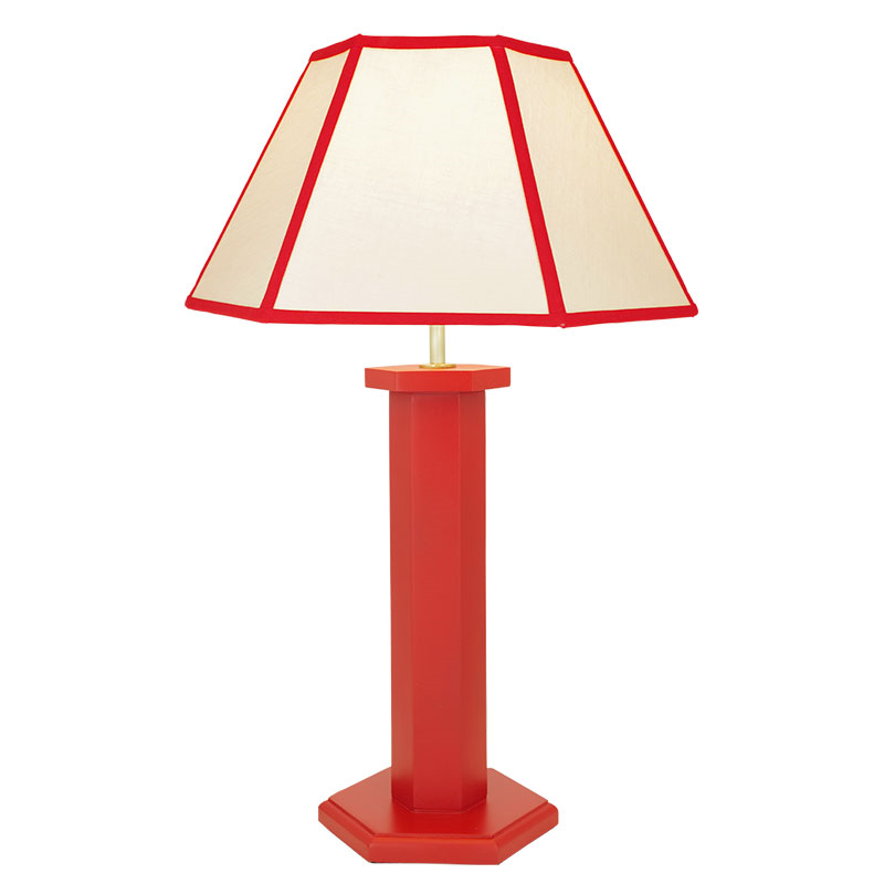 Hexagon Table Lamp Base, H47cm, August Red-2