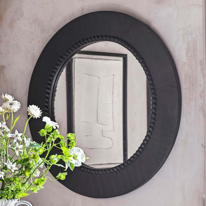 Jonas Round Wall Mirror, D81cm, BLACK-0