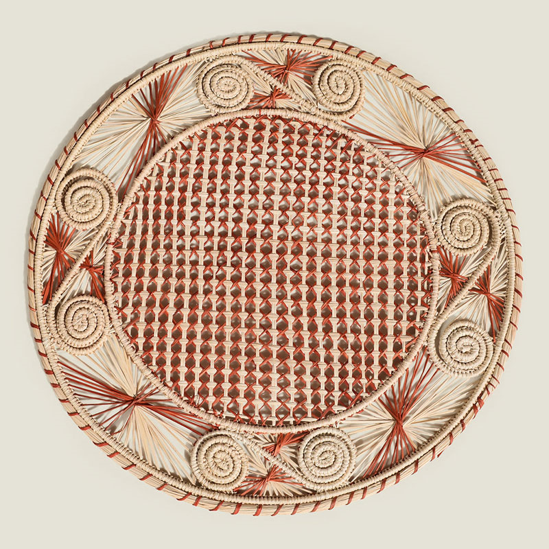 Sandra Set of 2 Woven Placemats, D35cm, Berry Red-0