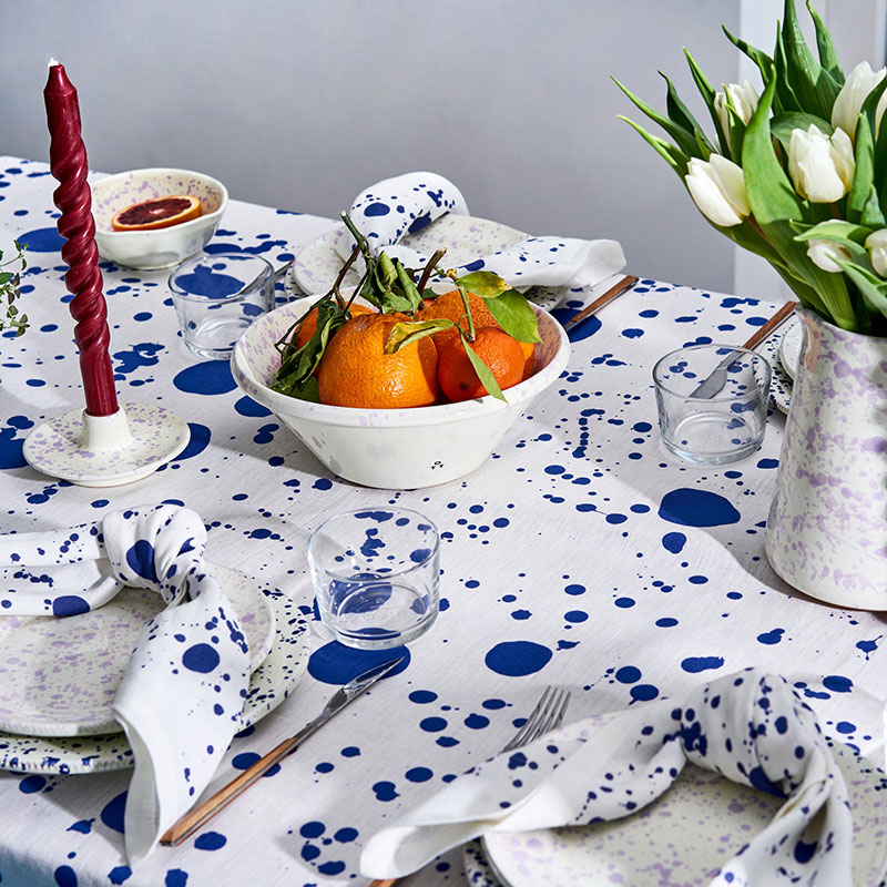 Splatter Tablecloth, W165 x L270cm, Electric Blue-0