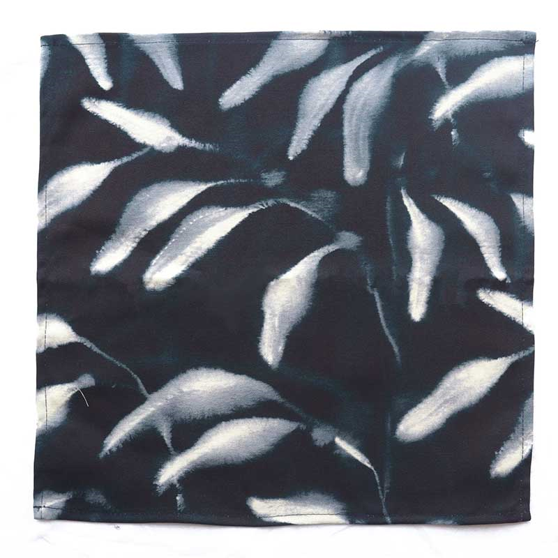 Amongst Dark Set of 4 Organic Cotton Napkins, 45 x 40cm, Black Navy-0