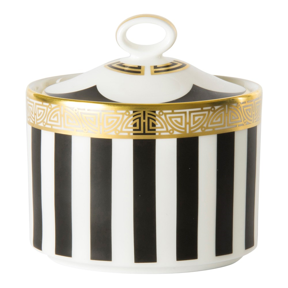 Satori Black Small sugar bowl - charnwood, H8.5cm, Black/White/Gold-0