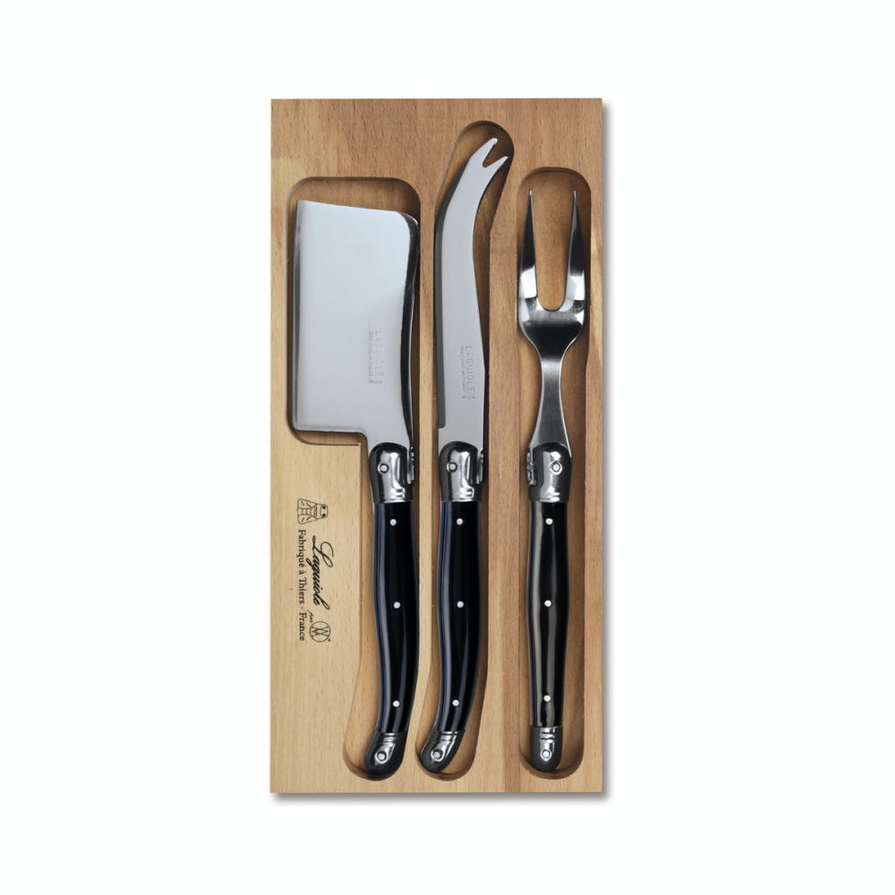 Cheese Knife Set, 3 Piece, Black Handle-0